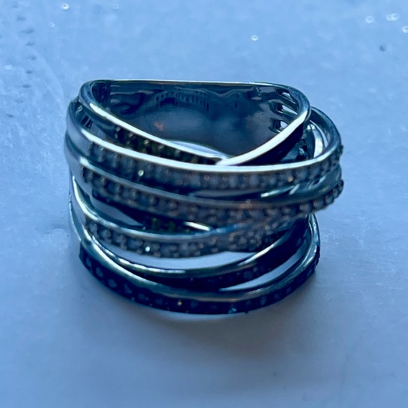 Crossover multicolored diamond ring - Picture 3 of 9